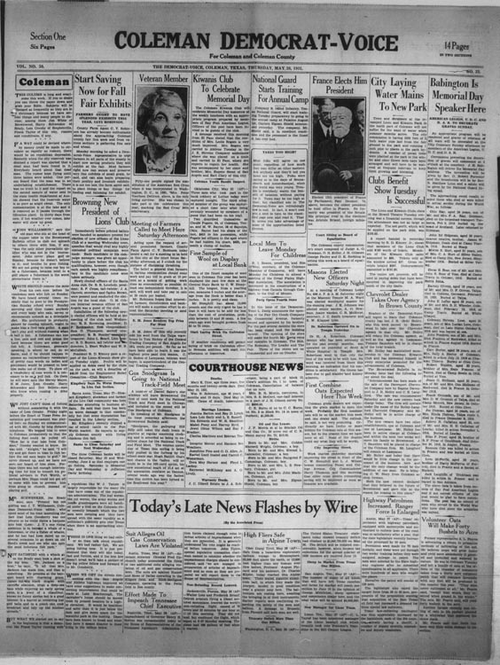 Coleman Democrat-Voice, May 28, 1931
